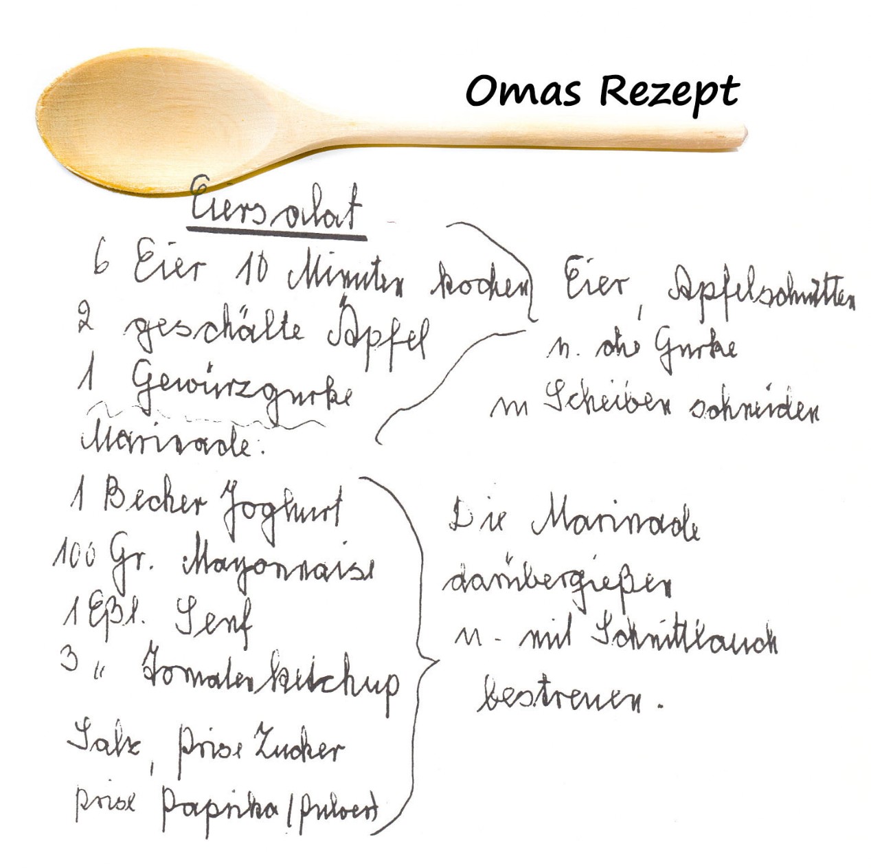Handgeschriebenes Rezept von der Oma Eier-Salat