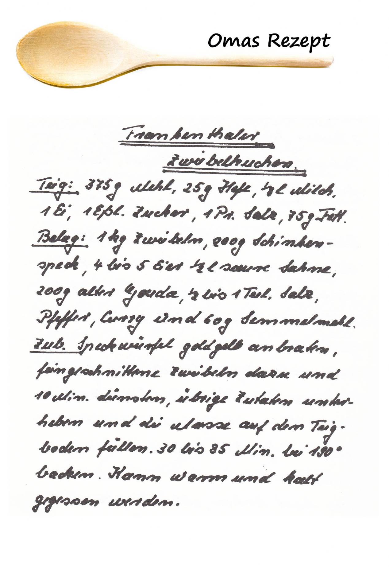 Frankenthaler Zwiebelkuchen  aus Omas Kochbuch Rezepte