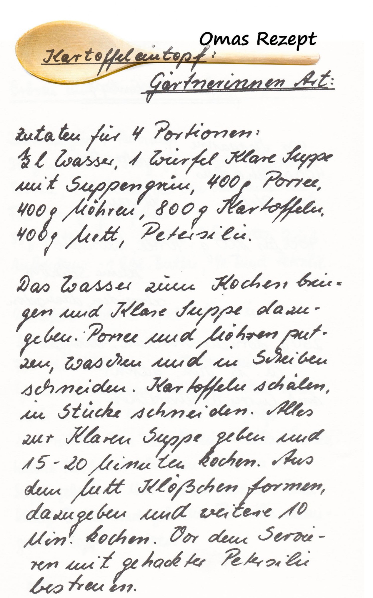 Kartoffeleintopf Gärtnerinnen Art aus Omas Kochbuchrezepte