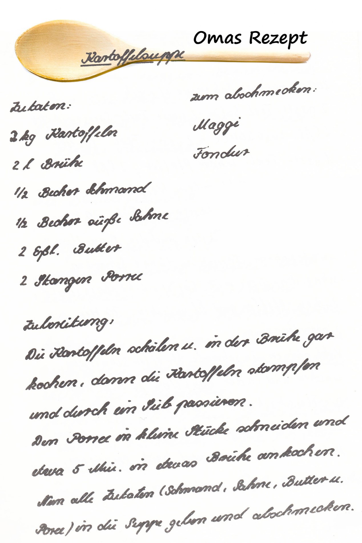 Kartoffelsuppe aus Omas Kochbuchrezepte
