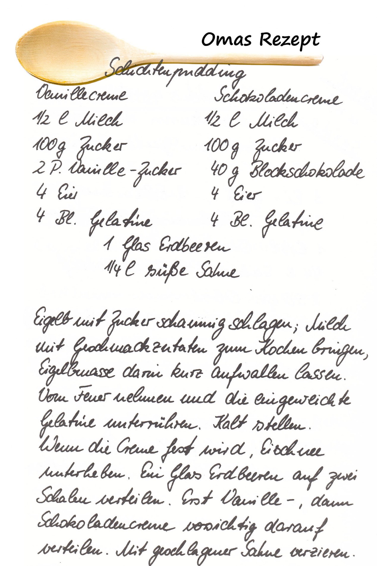 Omas Kochbuch, Desserts und Süßspeisen - Schichtenpudding