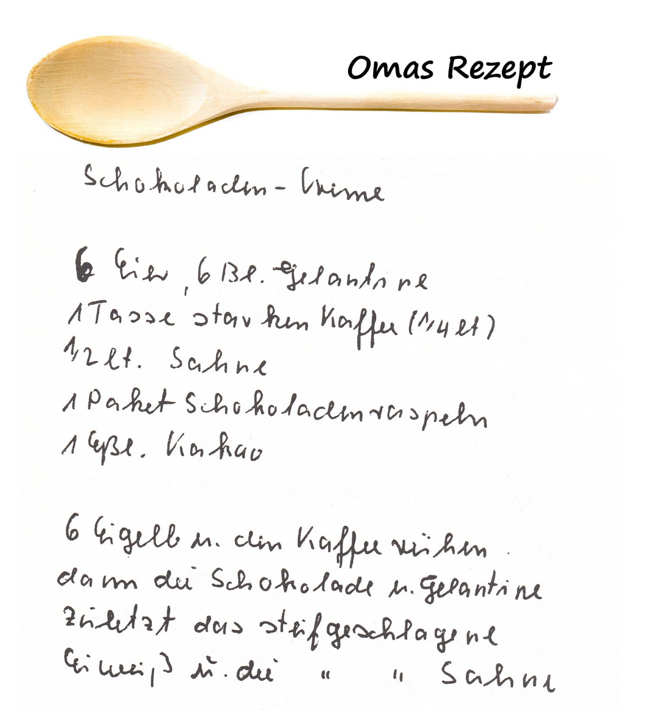 Omas Kochbuch, Desserts und Süßspeisen - Schokoladencreme