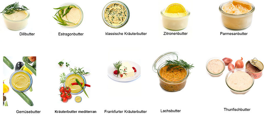 Verschiedene Buttersorten Rezepte für Glasfood Fingerfood Partyfood