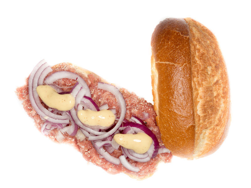 Baguettebrötchen mit Schweine Gehacktes